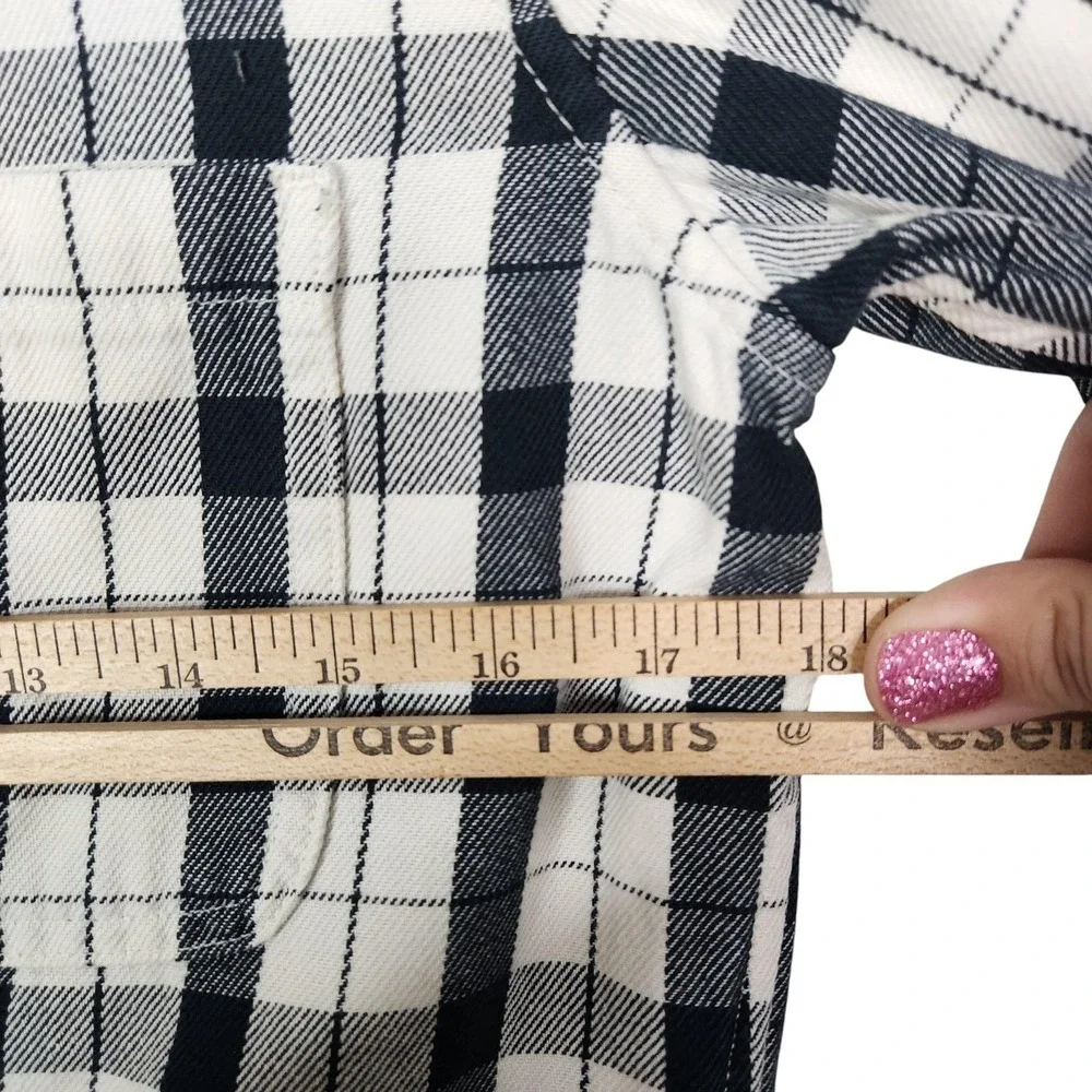 FILSON Alaskan Guide Shirt Womens Medium Cream Black Plaid Flannel Button Front - Picture 10 of 12